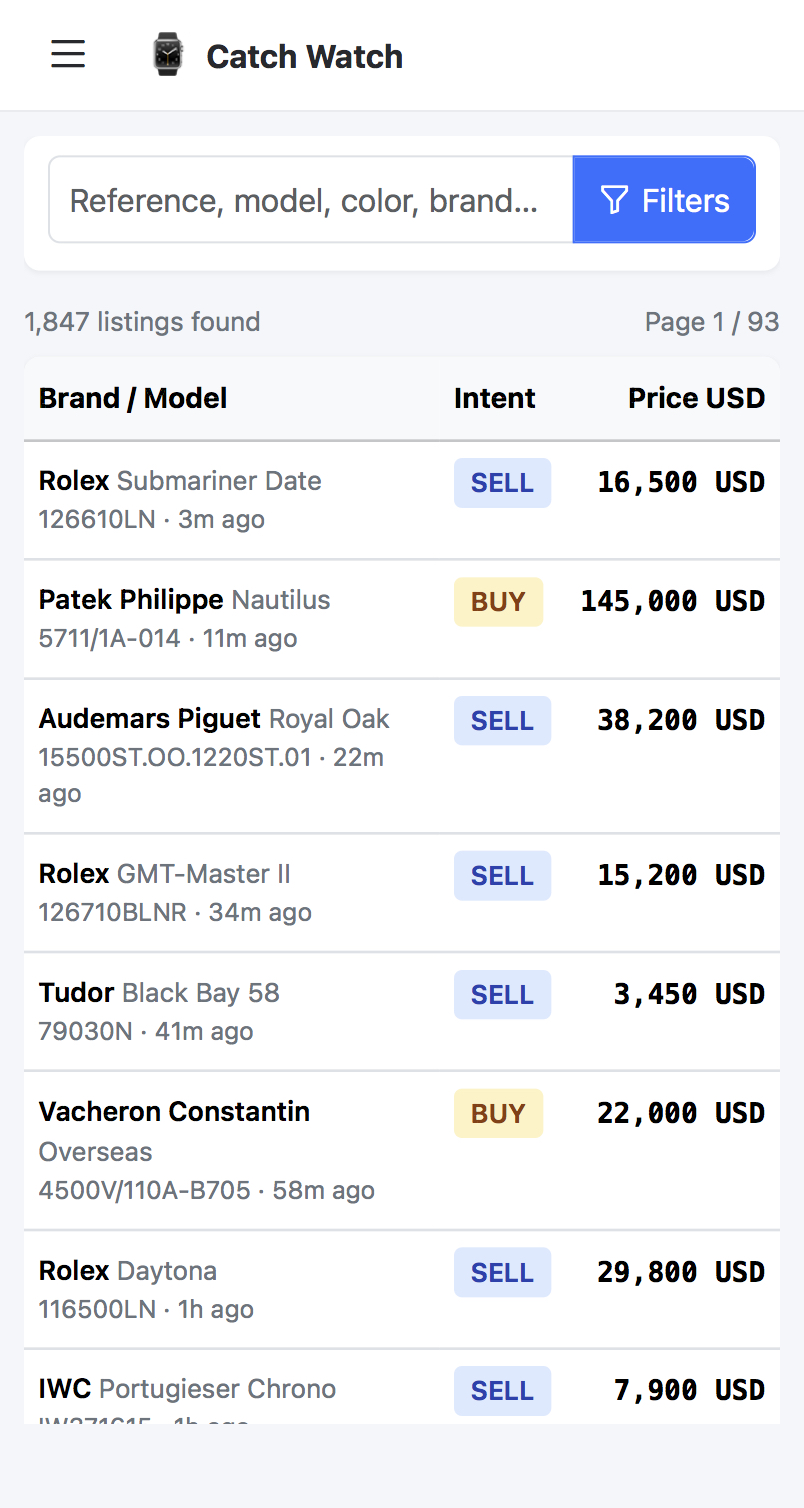 Catch Watch marketplace preview